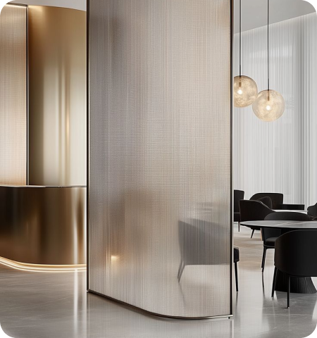 Bent laminated glass with mesh